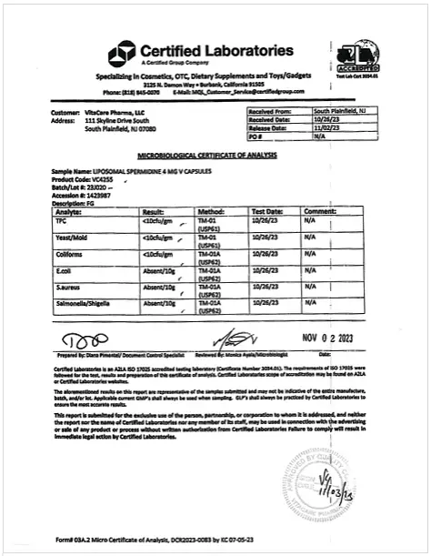 spermidine certificate 2